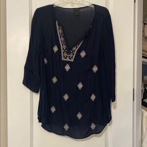 Navy Embroidered Women's Tunic